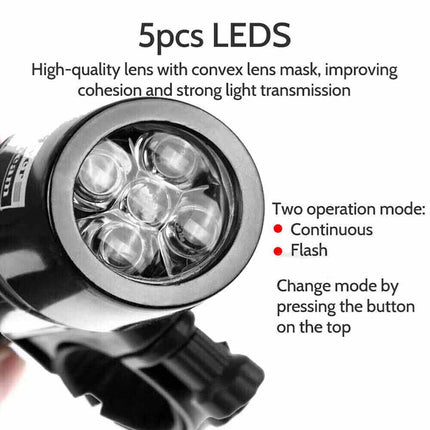 2X Bike Light Set Front Rear 5 LED Bicycle Tail Lights Waterproof