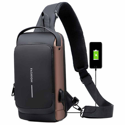 Anti-Theft Sling Crossbody Backpack with USB Port for Men
