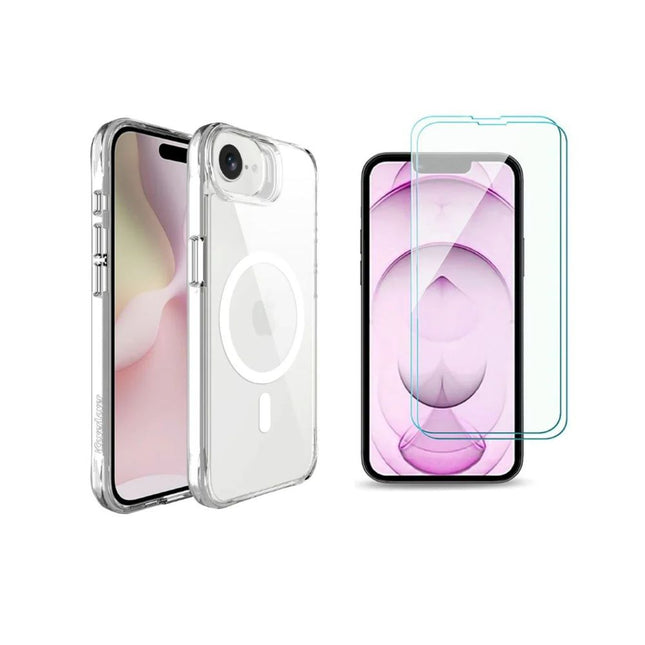 Clear Magsafe Case for iPhone 16e with Tempered Glass Screen Protector
