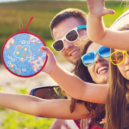 20pcs Art Nylon Hand Fans Round Folding Flying Disk Outdoor