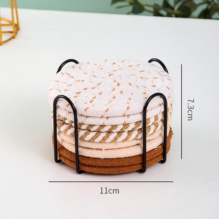 8pcs Non-Woven Heat Resistant Cup Coasters Set with Iron Frame, Non-Slip Drink Mat