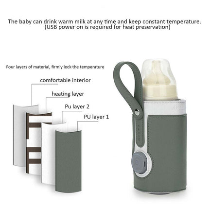 Portable Adjustable USB Milk Warmer Travel Bottle Pouch Bag Heater