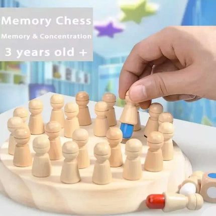Wooden Memory Match Stick Chess Game Board Puzzle Montessori Toy