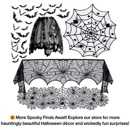 Halloween Lamp Shade & Fireplace Cover, Lace Cobweb Spider Gothic Decor