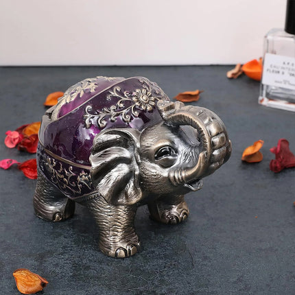 Windproof Metal Elephant Ashtray with Lid for Outdoor & Indoor Use
