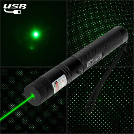 Red Aluminium Green Beam Laser Pointer USB Rechargeable 532nm