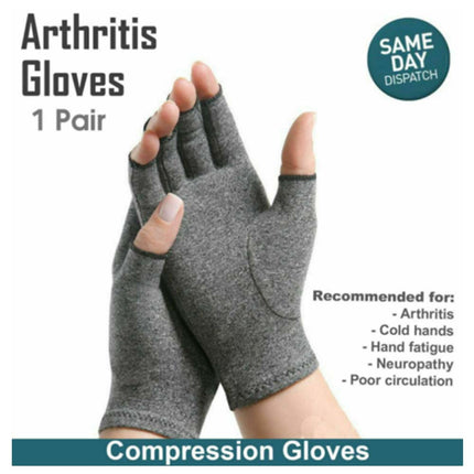 Arthritis Compression Gloves Pair Fingerless Half Finger Hand Support