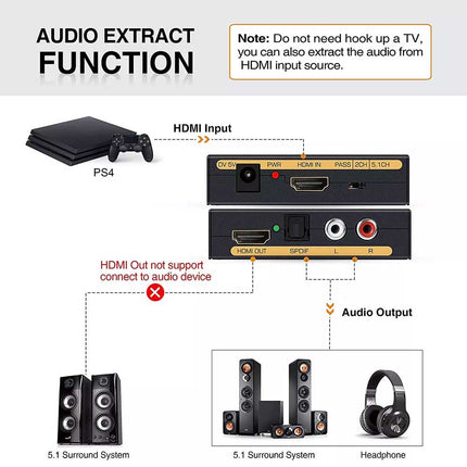4K 60Hz HDMI Audio Splitter Optical SPDIF RCA L R Extractor Converter