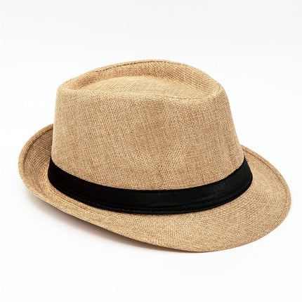 Men Women Summer Fedora Hat Straw Trilby Beach Sun Panama Cap Brim