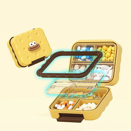 7 Compartment Cute Pill Box, Waterproof Mini Pill Case for Damp-Proof Travel