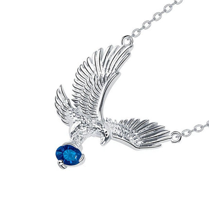 Flying Eagle Pendant Necklace in Silver Plated Blue for European Women