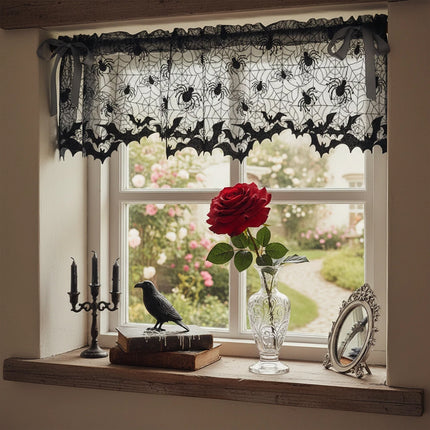 Halloween Lamp Shade & Fireplace Cover, Lace Cobweb Spider Gothic Decor
