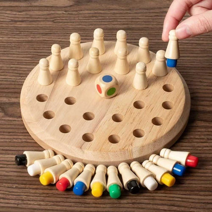 Wooden Memory Match Stick Chess Game Board Puzzle Montessori Toy
