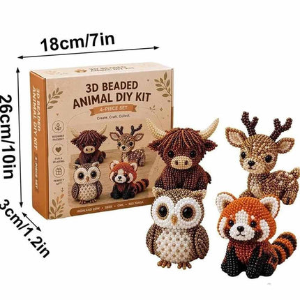 3D Beaded Animal DIY Kit – Cute Bead Embroidery Craft for Kids