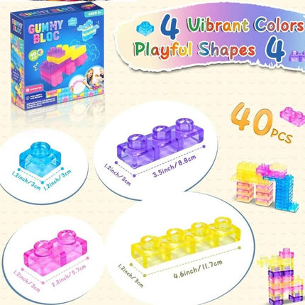 Jelly Blox Mega Pack 40pc – Soft Sensory Building Blocks STEM Toy