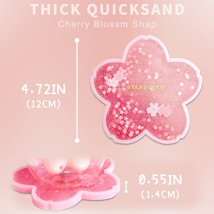 Sakura Glitter Coaster Set, Resin Sparkling Cup Mat, Drink Coaster Gift