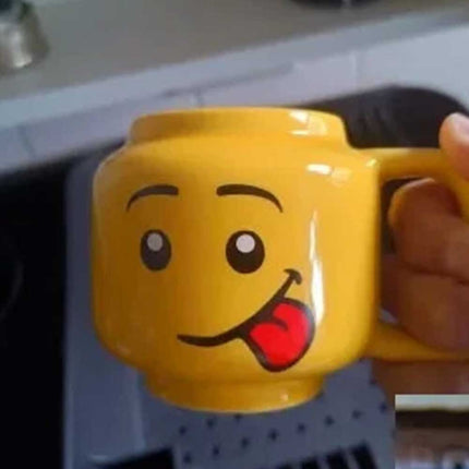 Funny Ceramic Smile Face Block Mug Cartoon Coffee Tea 250ml