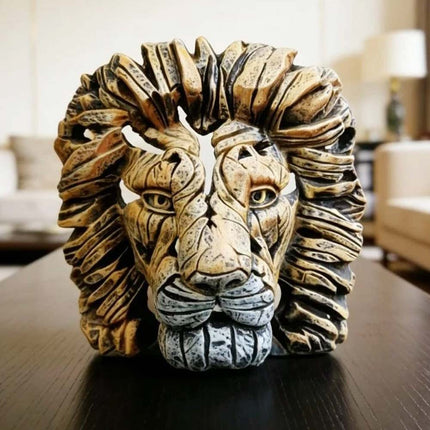 Resin Lion Head Sculpture, Contemporary Home Decor Table Display Gift