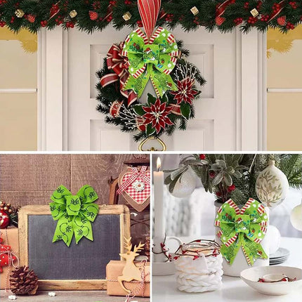 4 Rolls 6 Yards Christmas Green Craft Ribbon Decoration Wrapping Ribbon
