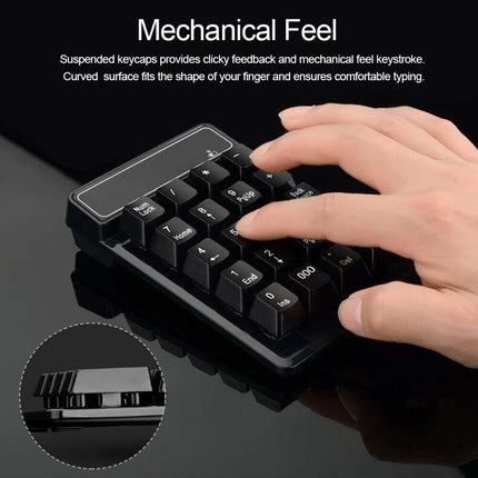 Wireless Numeric Keypad 2.4GHz, 19 Keys, Mechanical Feel Keyboard