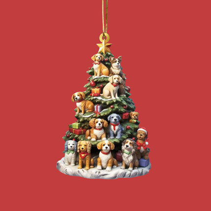 Christmas Tree Dog Acrylic Ornament Gift for Dog Lover Xmas Car Decor