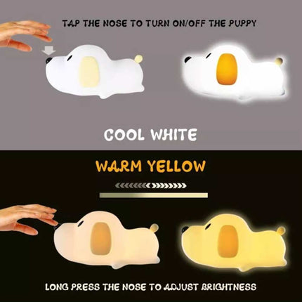 LED Silicone Puppy Touch Night Light Rechargeable Cute Bedroom Decor