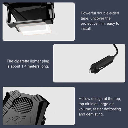 Portable 12V 150W Electric Car Heater, Cooling Fan & Defogger/Defroster