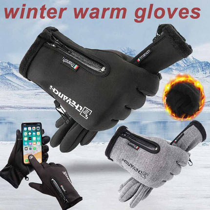 Waterproof Thermal Touch Screen Winter Gloves with Windproof Zipper