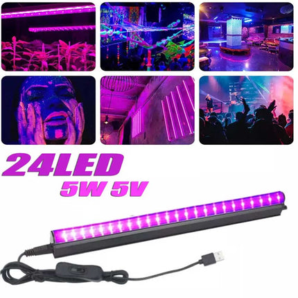 24LED USB UV Ultraviolet Strip Light Bar - Club Party Blacklight Lamp