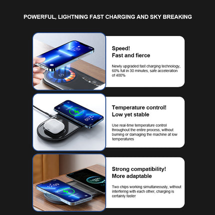 PISEN 3-in-1 Transparent Charging Dock for iPhone AirPods Apple Watch