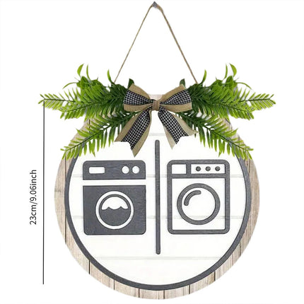 Wooden Laundry Room Sign, Washing Machine Wall Decor for Bathroom
