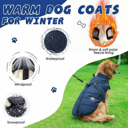 Waterproof Winter Dog Jacket with Harness, Breathable Sizes S-L