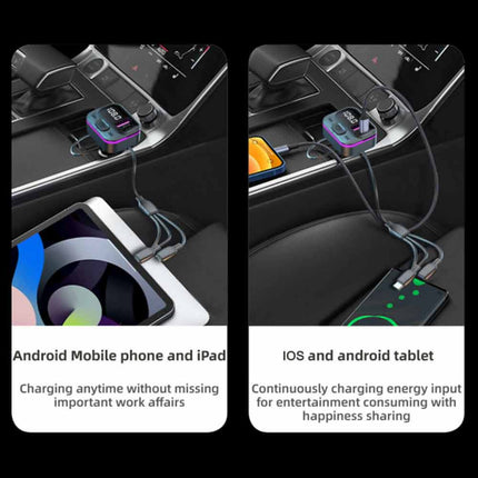 Car Bluetooth FM Transmitter USB Type C Fast Charger Hands Free Adapter