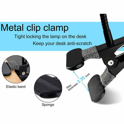 Flexible USB Clip-On Reading Lamp, LED Bedside Desk Light for Night