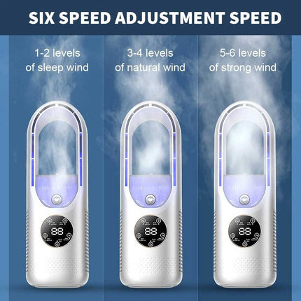 Portable Leafless Electric Fan 6 Speed Silent Timer Air Cooler Conditioner