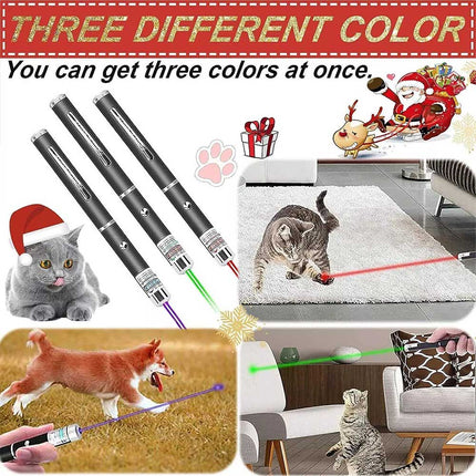 3 Pack Laser Pointer Pen Green Purple Red Light Visible Beam Cat Dog Pet Office