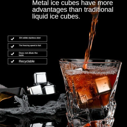 Reusable Stainless Steel Ice Cubes for Whiskey, Chilling Stones with Tong