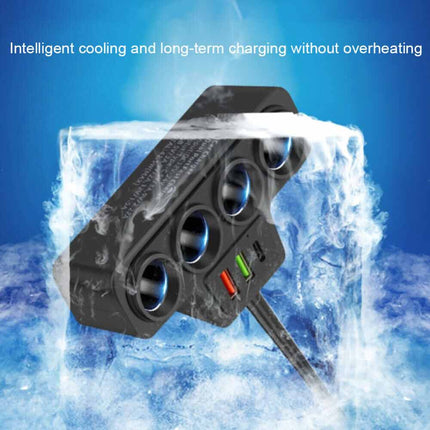 4 Way 12V 24V Car USB Charger Splitter Cigarette Lighter Power Adapter