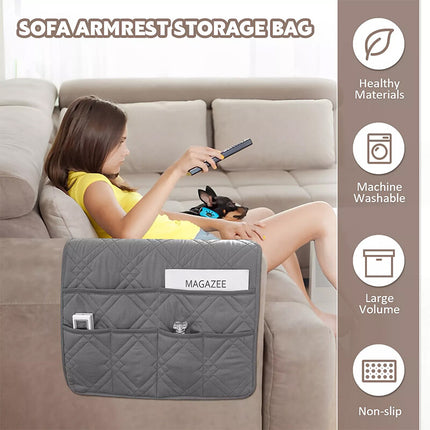 6-Pocket Sofa Armrest Remote Control Organizer Holder for Chair Couch