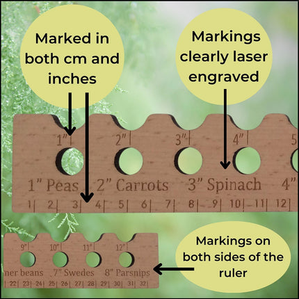Wooden Garden Planting Ruler, Seed Spacer Line Tool for Sowing Vegetables