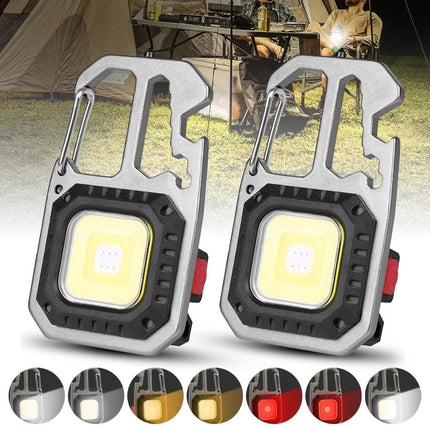 1x USB Rechargeable LED COB Work Light Mini Magnetic Keychain Torch Lamp
