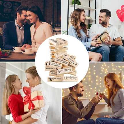 48pcs Wooden Naughty Tower Date Night Game for Couples w/ Bag