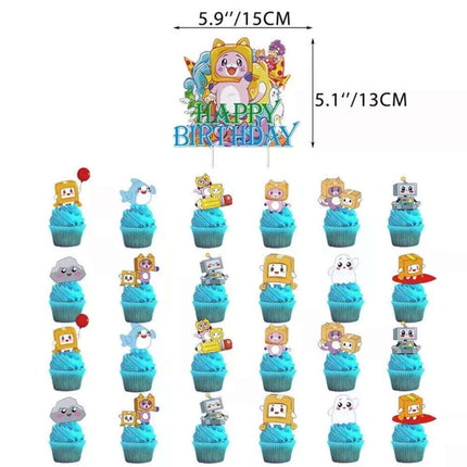 LankyBox Birthday Party Set Balloons Banner Cake Toppers Decor