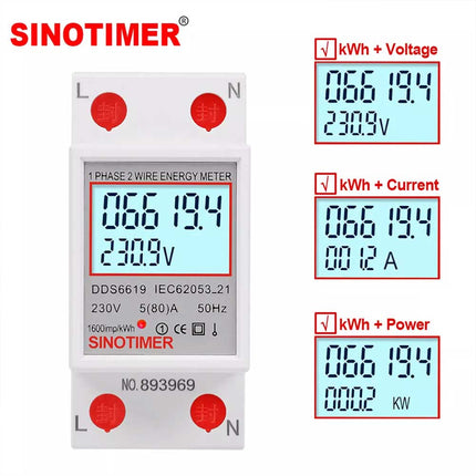 LCD Digital Power Meter KWH Electric Meter 220V 230V 50 60Hz Indoor