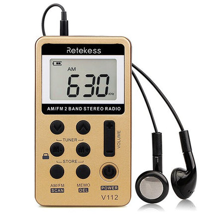 Pocket AM FM Radio Retekess V112 Rechargeable Stereo Earphone Sport Player