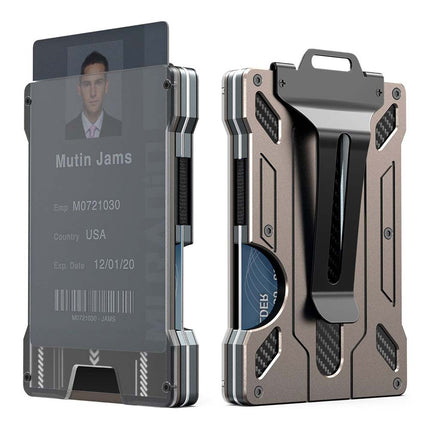 RFID Blocking Aluminum Card Holder Slim Wallet for Men with Money Clip