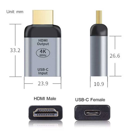 USB 3.1 Gen 2 USB C Female to HDMI 2.0 Male Adapter 4K 60Hz Video