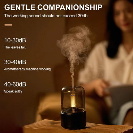 Vintage Black USB Plug-In Candlelight Aroma Diffuser Humidifier 120ml
