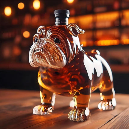 Funny Bulldog-Shaped Whiskey Bottle, Unique Glass Liquor Decanter