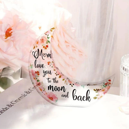 Mum Moon Shaped Acrylic Plaque Christmas Mothers Day Xmas Gift